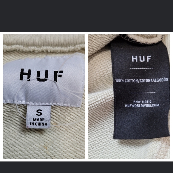 Huf class 1/4 Zip Crop Polo French terrycloth Sweatshirt cream mock neck women S - Picture 14 of 17